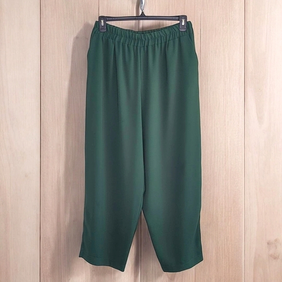 Martino Midali Toujours Crepe Trousers Stretch Waist Pockets Green L - Picture 10 of 10